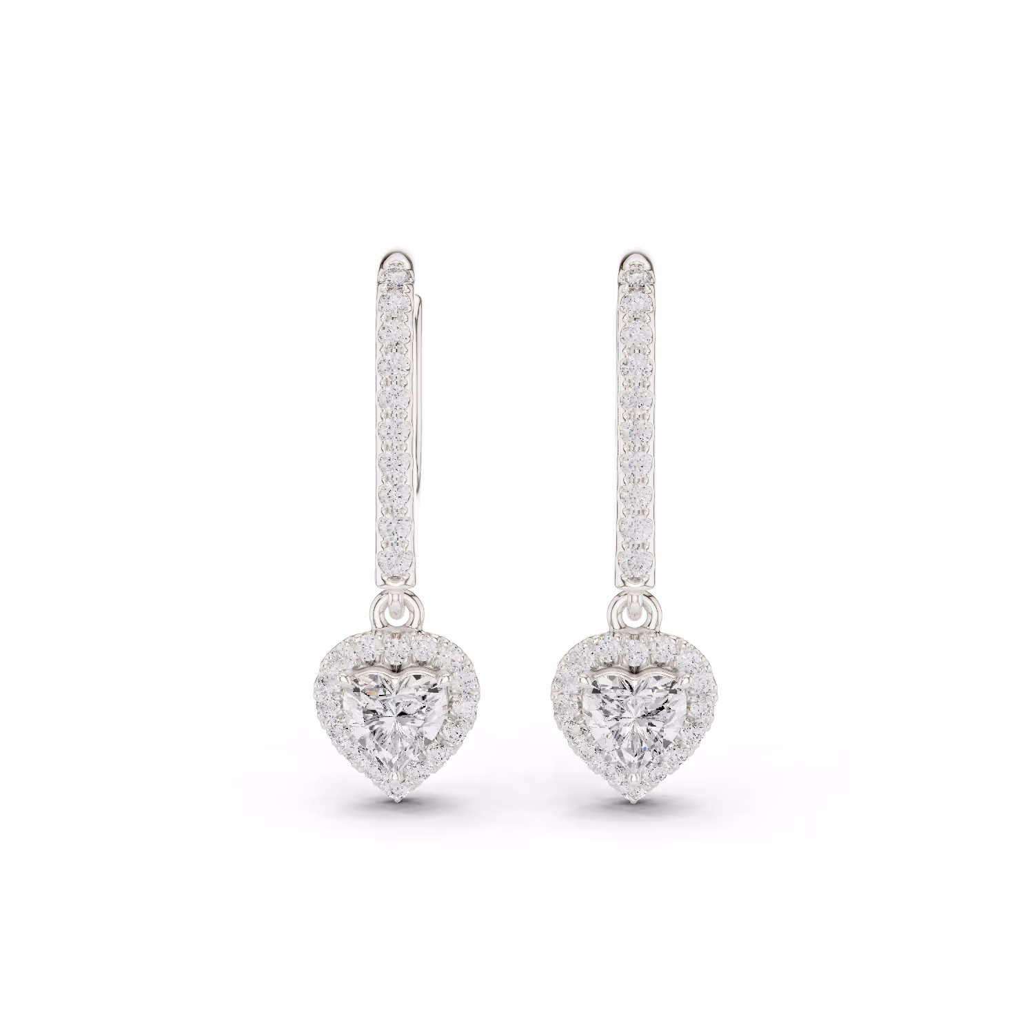 Lumière Trinity Three Stone Heart Studs Heart