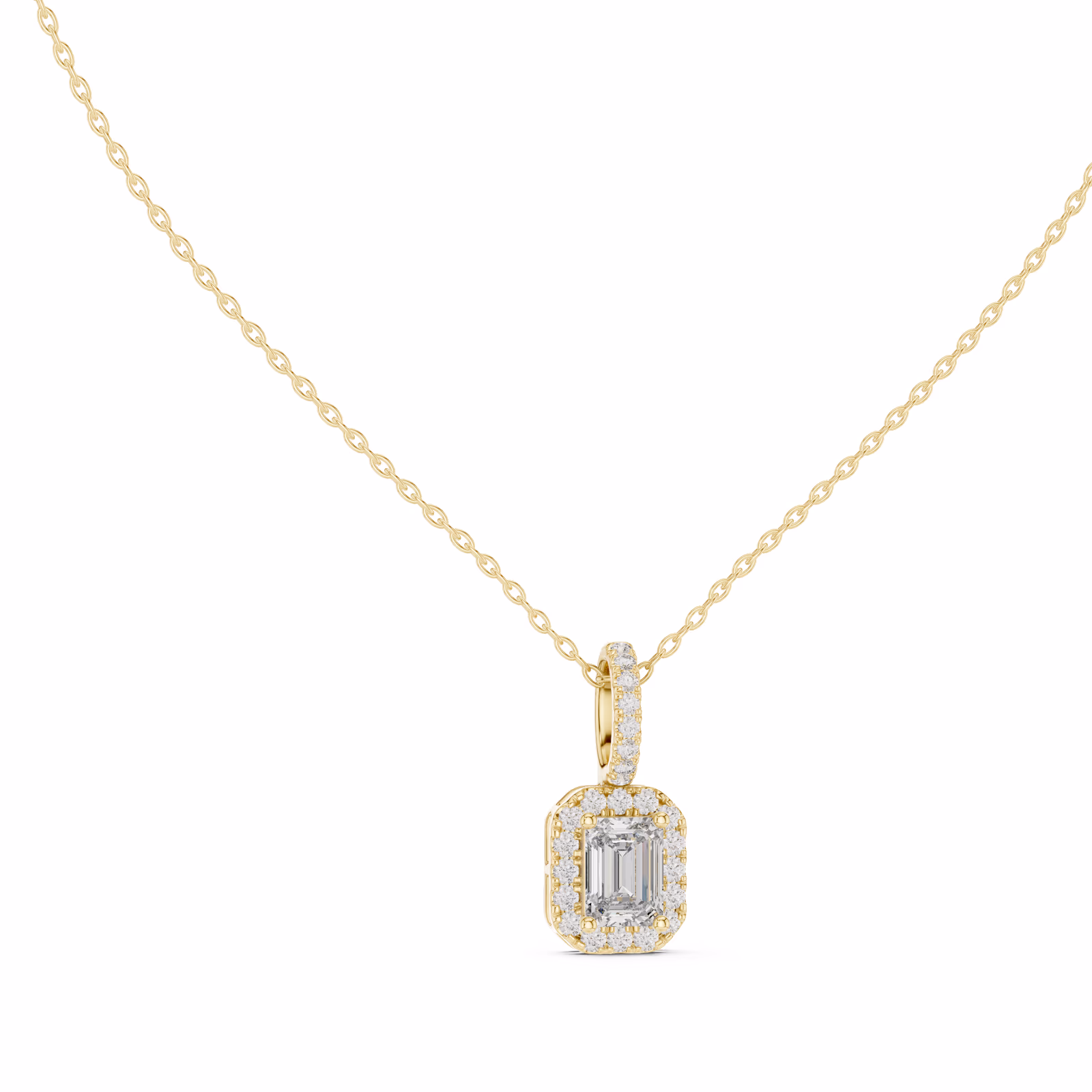 Lumière Halo Pendant Emerald