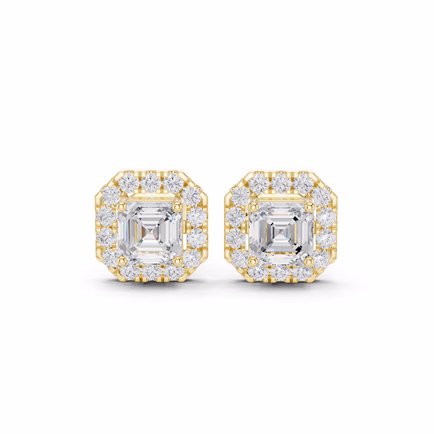 Lumière Halo Studs Asscher