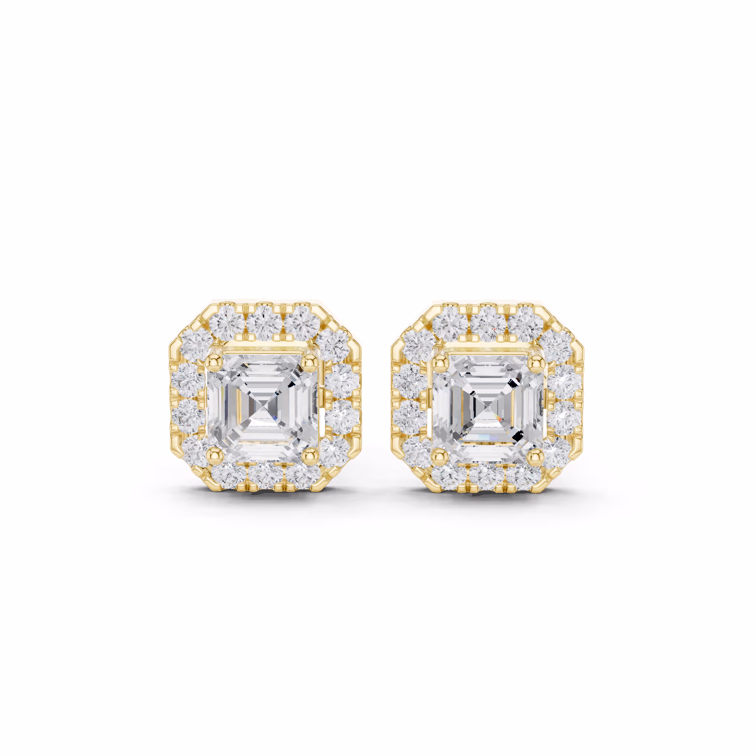 Lumière Halo Studs Asscher