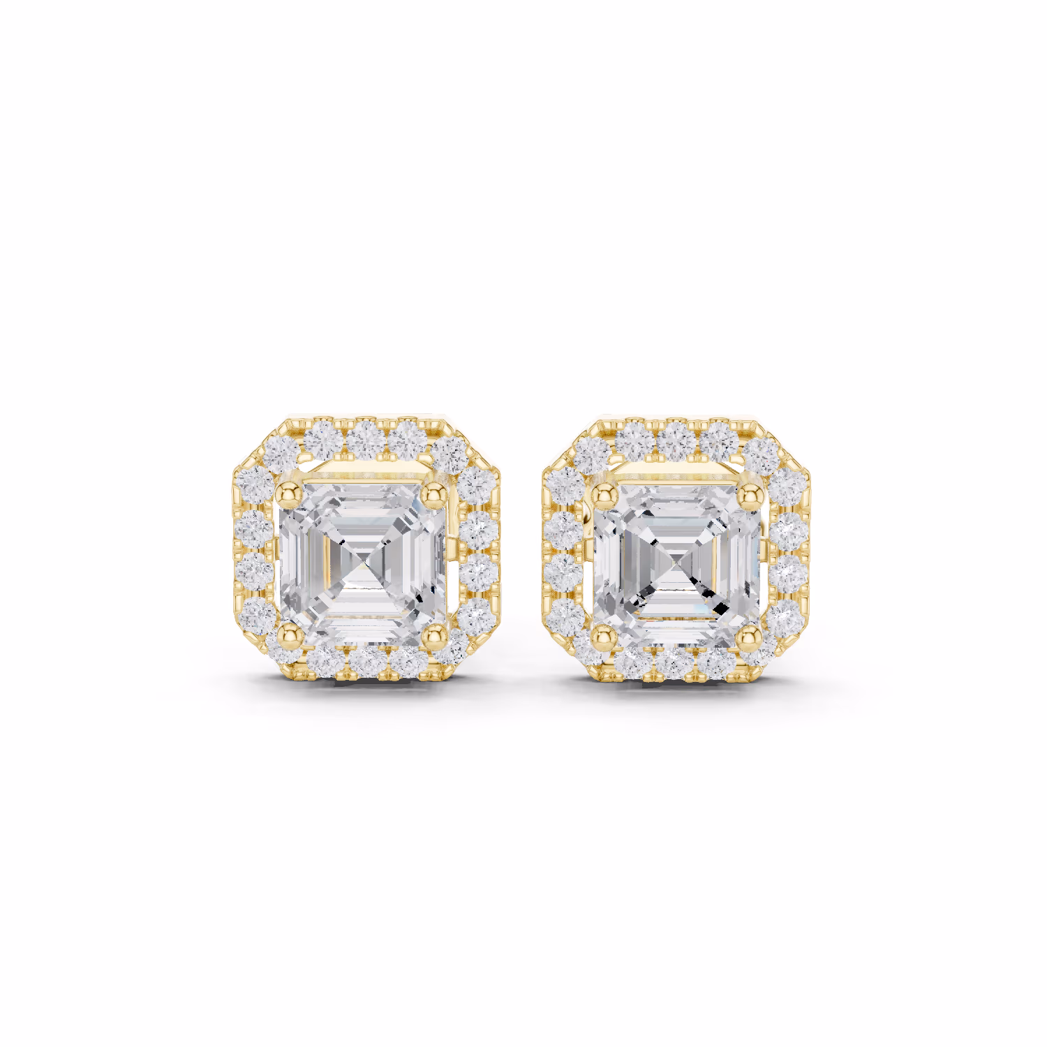 Lumière Halo Studs Asscher