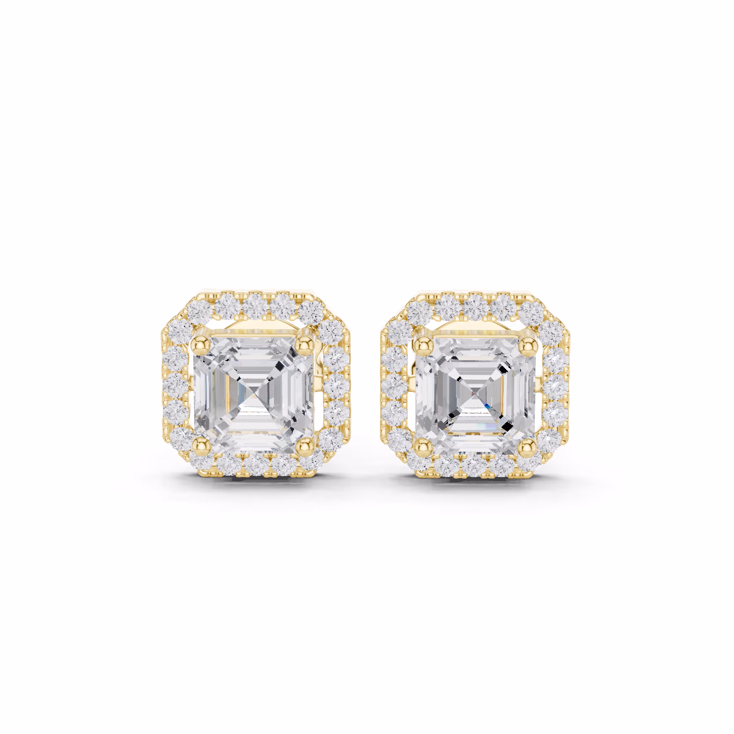 Lumière Halo Studs Asscher