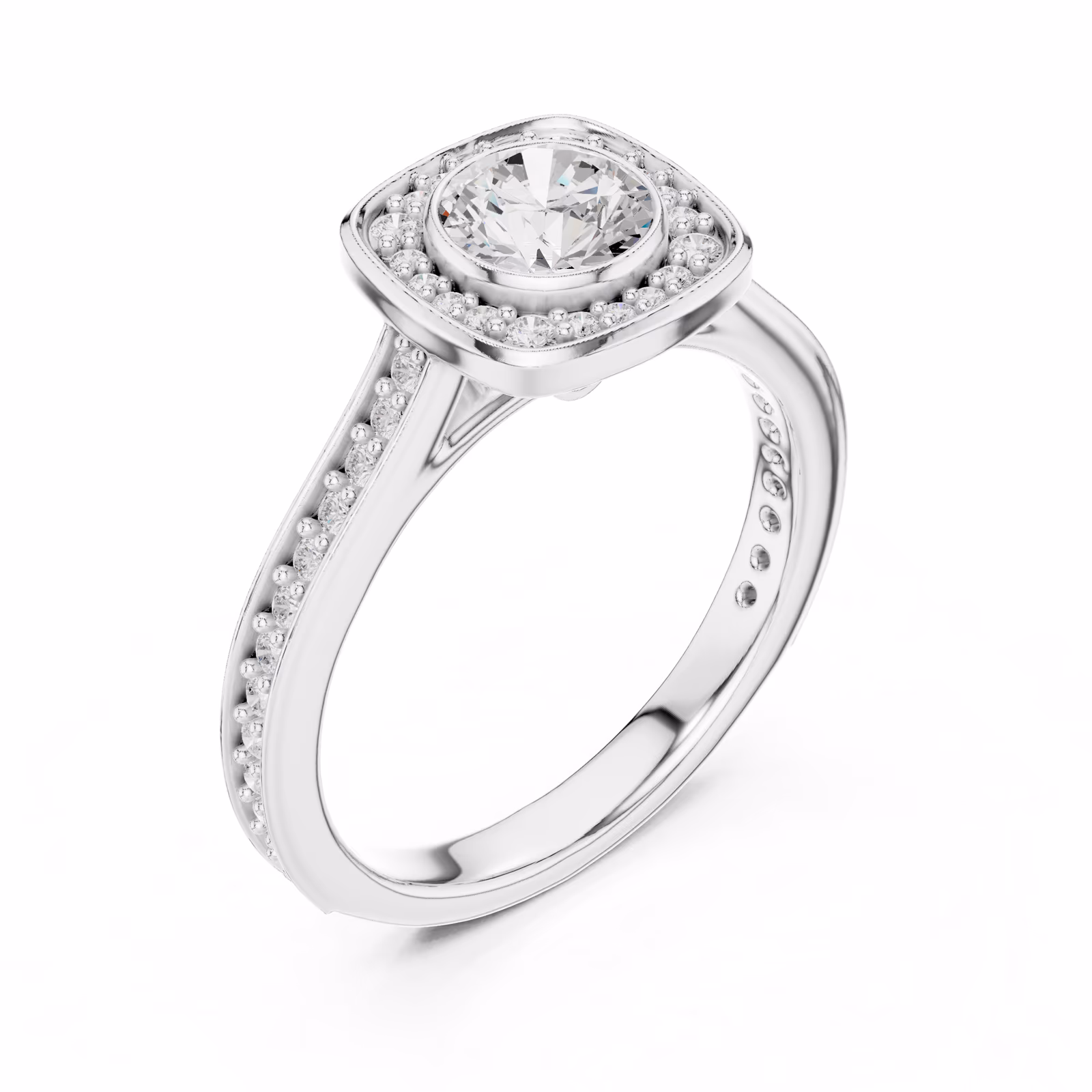 Celeste Milgrain Halo Round Round
