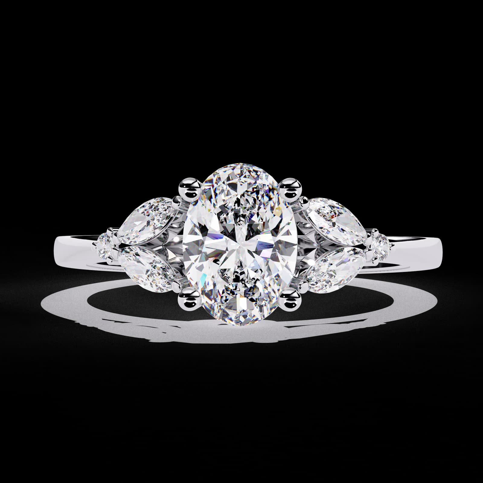 Three Stone Classic Oval Oval